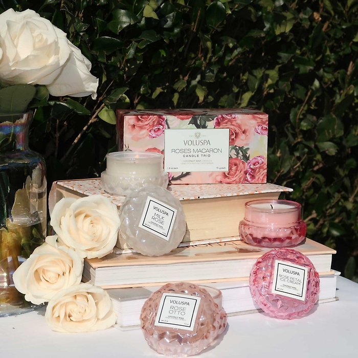 Voluspa Roses Macaron Candle Trio
