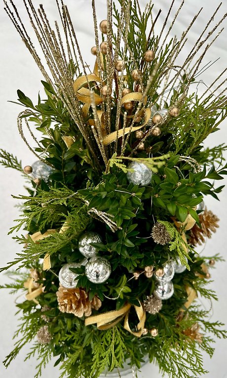 Silver & Gold Boxwood Tree