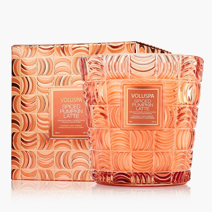 Voluspa Spiced Pumpkin Latte  3 Wick Hearth Candle