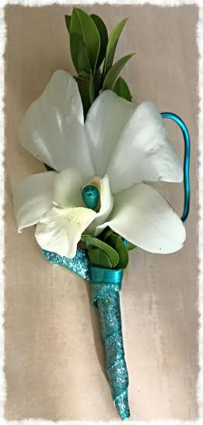 JQP White Orchids and Turquoise