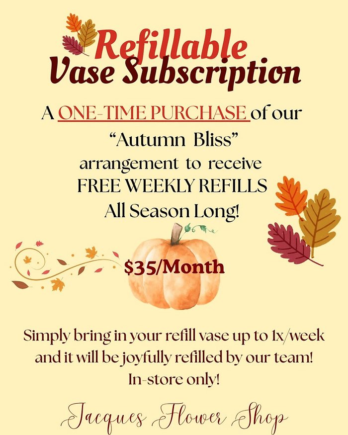 Autumn Bliss Refillable Vase Subscription