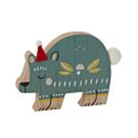 JQ Festive Friends Wooden Bear Figurine