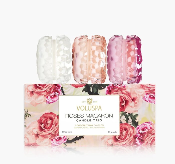 Roses Macaron Candle Trio