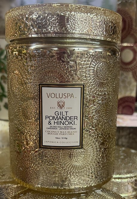Voluspa 18oz Gilt Pomander & Hinoki Candle
