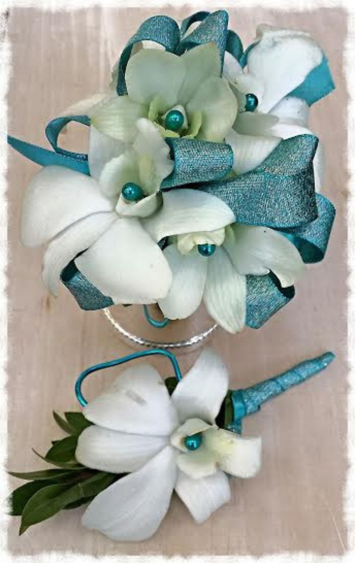 JQP White Orchids and Turquoise